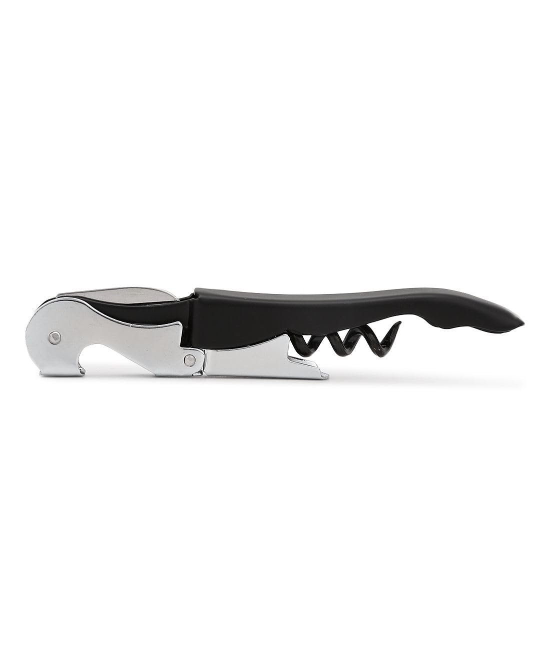 Flyworld Stainless Steel Wine Cork Screw Sommelier Knife Style W/Bottle Opener, Black, Medium (DS_1229) - Image 2
