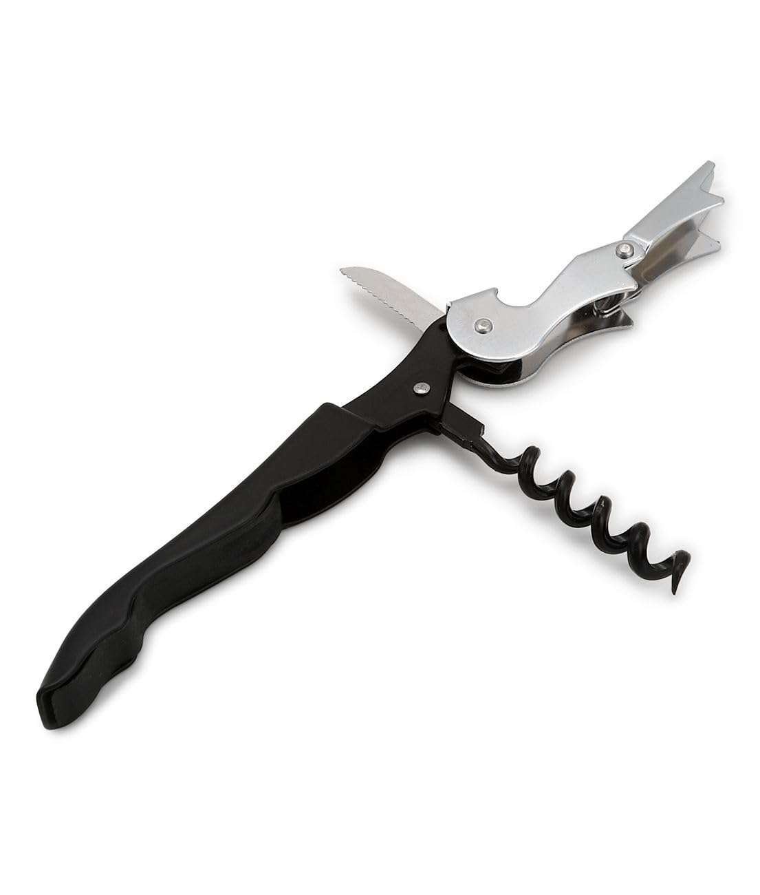 Flyworld Stainless Steel Wine Cork Screw Sommelier Knife Style W/Bottle Opener, Black, Medium (DS_1229) - Image 3