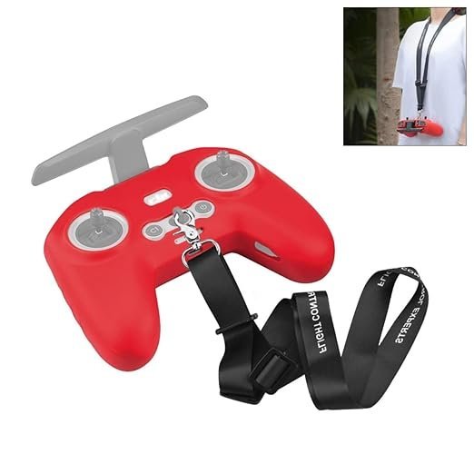 Silicone Cover & Neck Strap Lanyard for DJI FPV/Avata/Avata 2 Remote Controller 2 & 3 Accessories (Red/Black) - Image 8