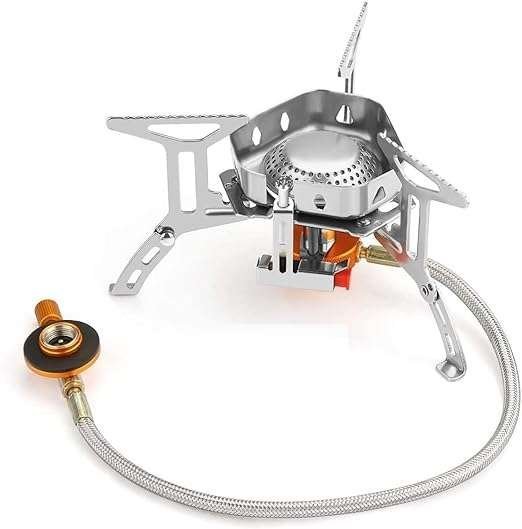 Flyworld 3500 W Camping Stove With Convenient Piezo Ignition, Butane Gas Burner Cylinder, Backpacking & Picnic Mini Gas Stove Travelling,Tracking Small Portable Gas Stove With Carrying Case. (Retro)