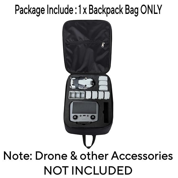 Nylon Carrying Case Bag For Dji Mini 4 Pro & Accessories, Compact Bike Travel Protection With Eva Foam Backpack (Black) - Image 8