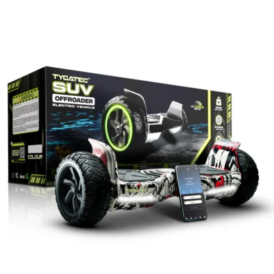 TYGATEC T6 Plus Off-Road SUV Hoverboard  App Connectivity (White Multi Color)